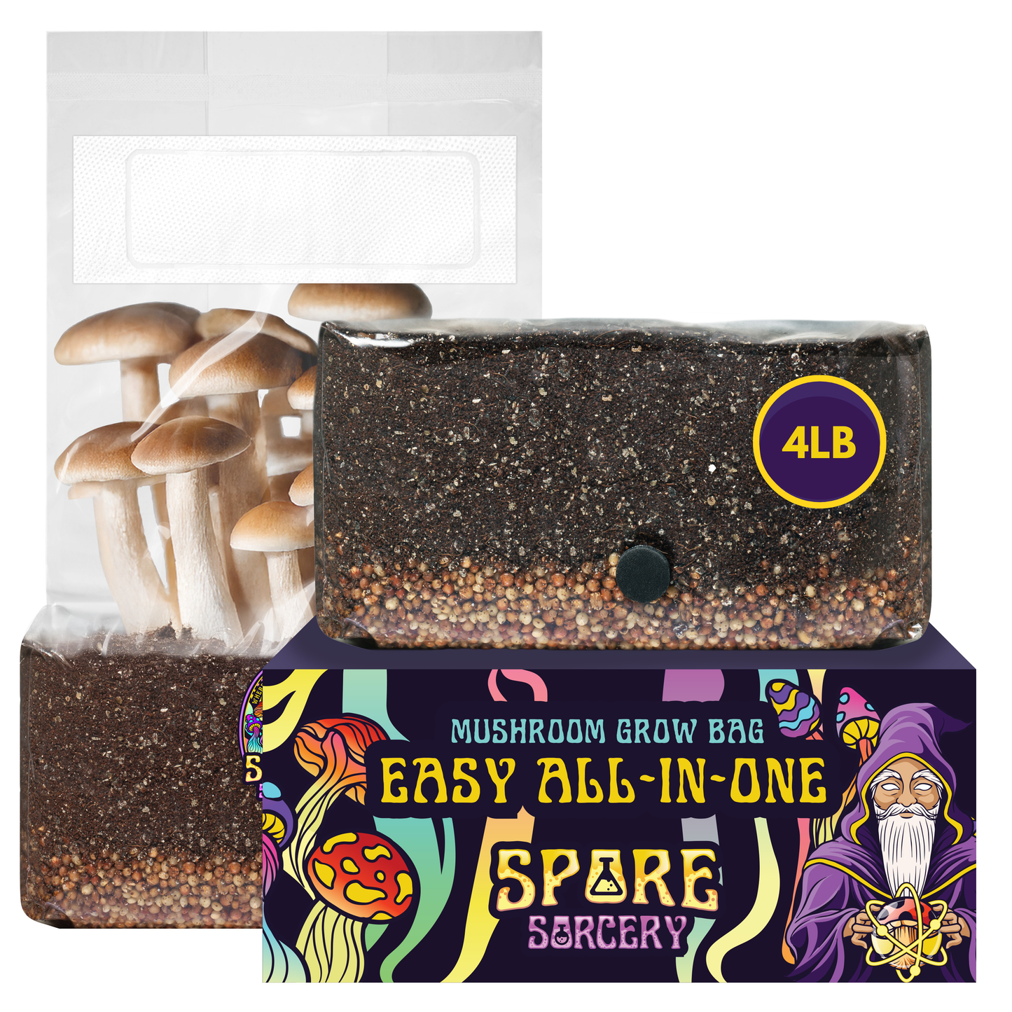4lb All In One Mushroom Grow Kit In A Bag | Sterilized Grain & Bulk Substrate For Mushrooms (Spores Not Included)