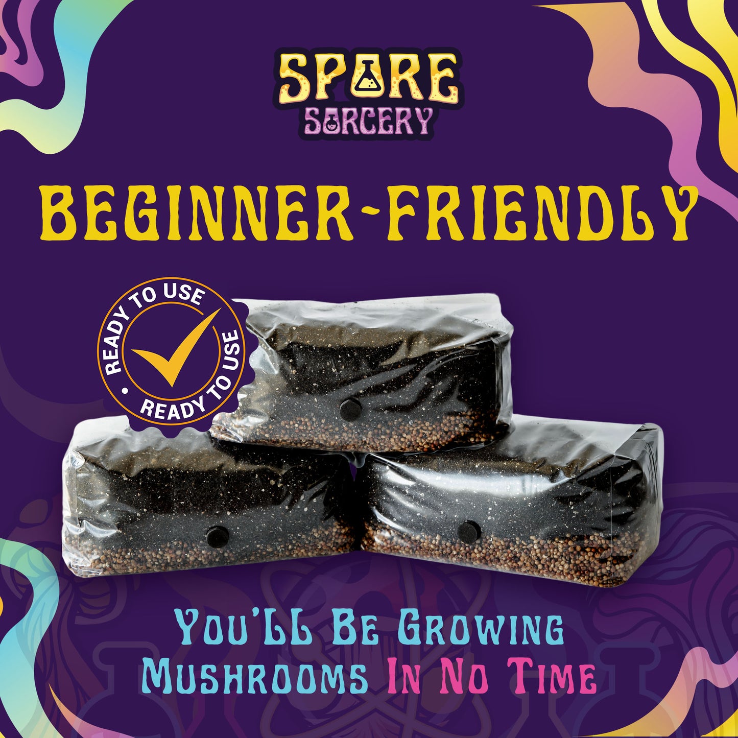 High-quality bulk coco coir, vermiculite, and nutrient mix layer on Milo Sorghum grain
Works with all mushroom types
Ready to use—Formulated to produce high yields