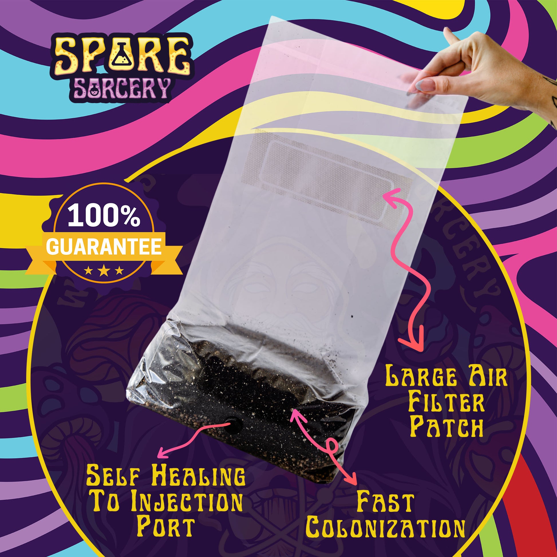 High-quality bulk coco coir, vermiculite, and nutrient mix layer on Milo Sorghum grain
Works with all mushroom types
Ready to use—Formulated to produce high yields
